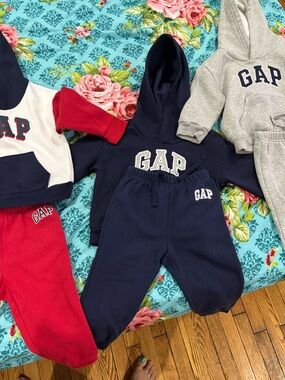 GAP Baby Two-Tone Navy and White Hoodie Set
